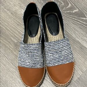 J.McLaughlin Women's Tweed Espadrille Slip-Ons with Brown Toe Made in Spain